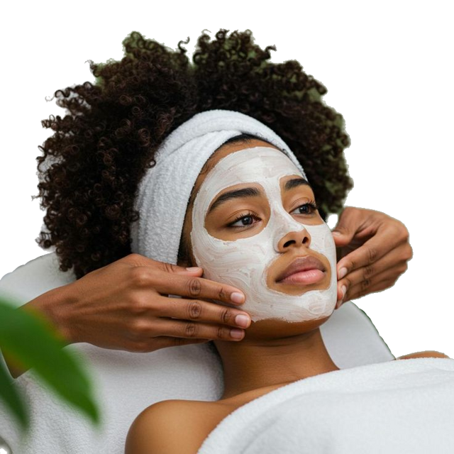 Lady having facial skin care